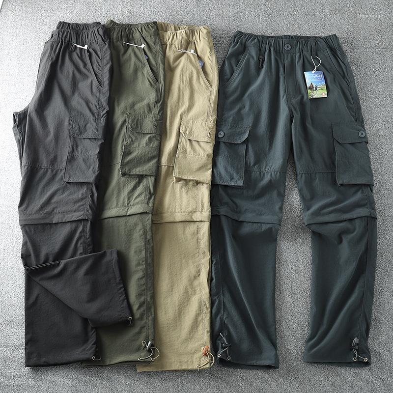 

Men's Pants Summer Removable Cargo Men Outdoor WarterProof Thin Loose Casual Pant Male Multi-Pocket Straight Work Waterproof Trousers, Black
