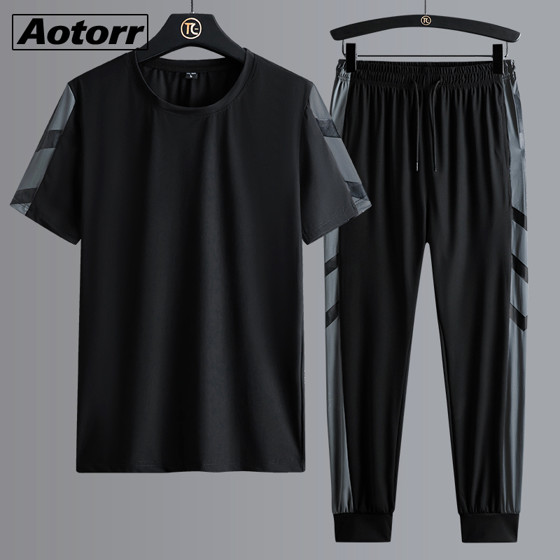 

Men's Tracksuits Oversize Men T-shirt Suit 2pcs Summer Sportswear Male Casual O-neck Tshirt Pants Tracksuit Hip Hop Clothing Men Plus Size 5XL 230413, Gm1908white