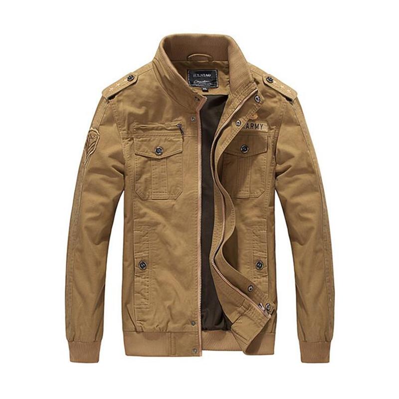 

Men's Jackets Men Clothes 2023 Fashion Black Washed Cotton Military Uniform Solid 4XL Slim Coat Selling Autumn Jacket, Army green
