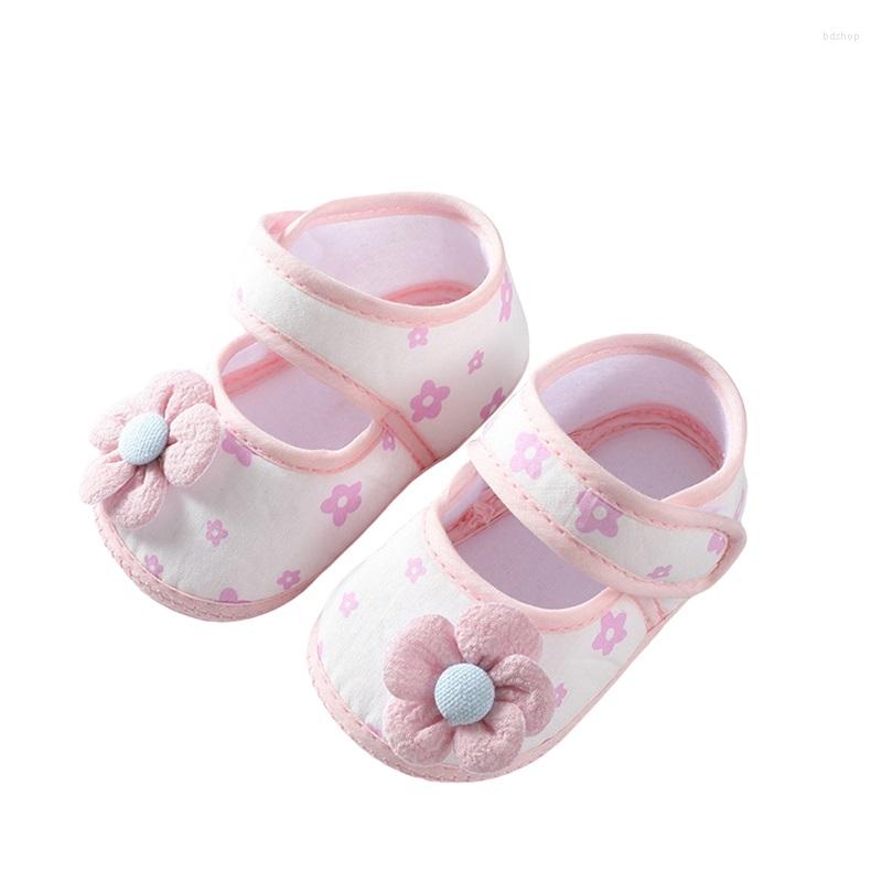 

First Walkers Baby Girls Mary Jane Flats Non-Slip Flower Princess Dress Shoes Soft Baptism Crib, Pink