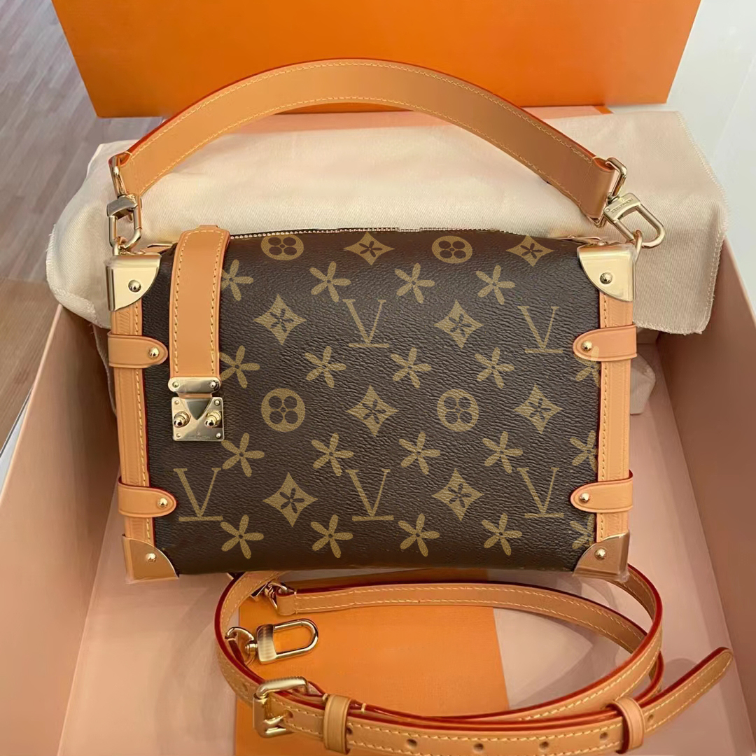 

Genuine leather Luxury trunk box Bag M46358 M21741 pochette Classic viutonity Shoulder clutch handbag crossbody tote bag Womens mens travel Designer bags wallets, Brown embossed
