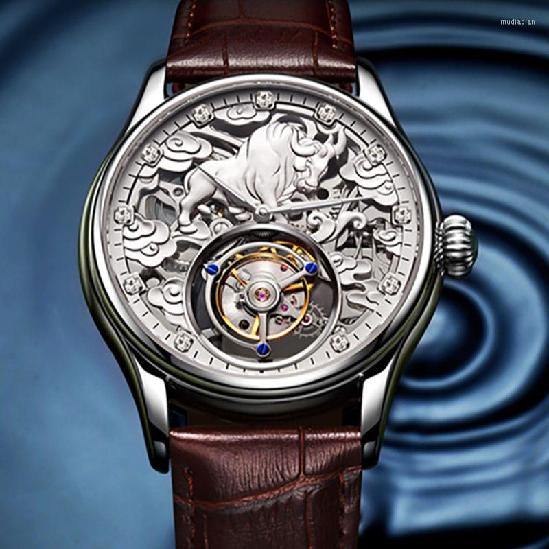 

Wristwatches AESOP Real Tourbillon Skeleton Watch For Men Top Mechanical Watches Waterproof 2023 Zodiac Cattle, Zjj