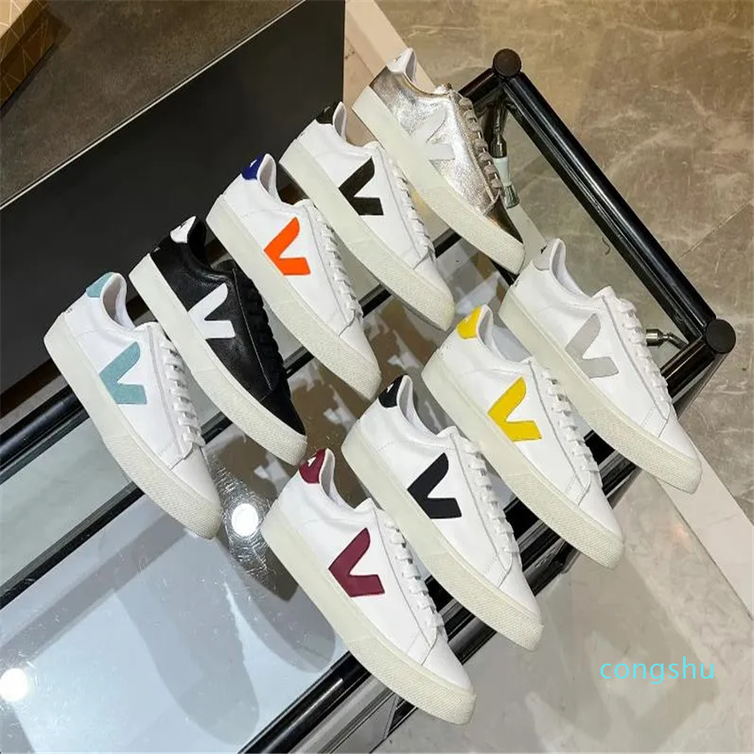 

New Top Quality Veja Campo V-10 Cor Shoes Designer Women Men Sneaker Classic White Unisex Fashion Style Original Low-top Couples Sneakers Size 35-45, Color6