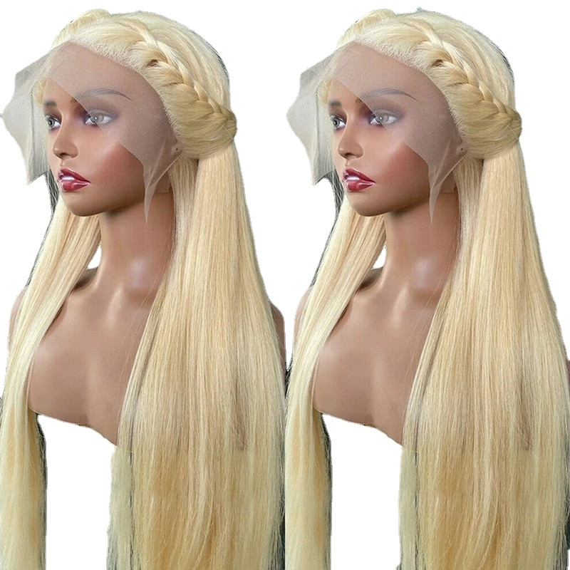 

Soft 613 Honey Blonde Silky Straight Preplucked 26Inch 180%Density Natural Hairline Glueless Lace Front Wig For Women Babyhair