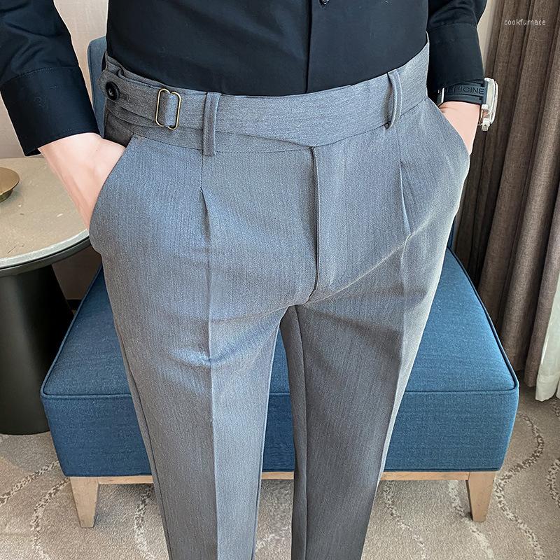 

Men's Suits Pleated Masculino Social Suit Men Dress Business Mens Style Korean Black Trousers Luxury Pants 2023 Summer Khaki, 928 gray
