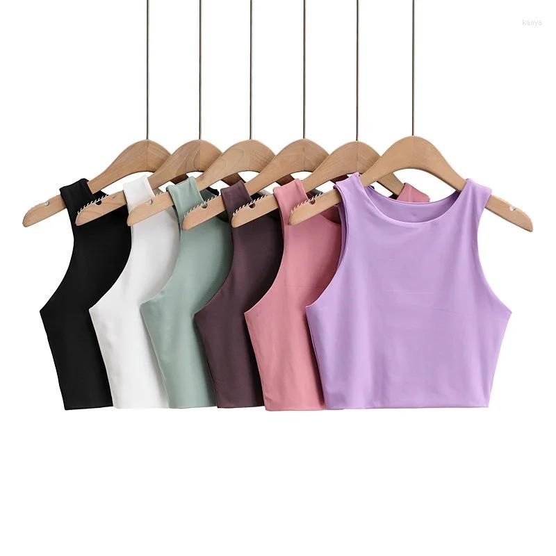 

Women' Tanks 2023 Summer Fashion Women Sexy Slim Tops O-neck Sleeveless Double Nylon Ladies Good Quality Tank 6 Colors, Dark purple