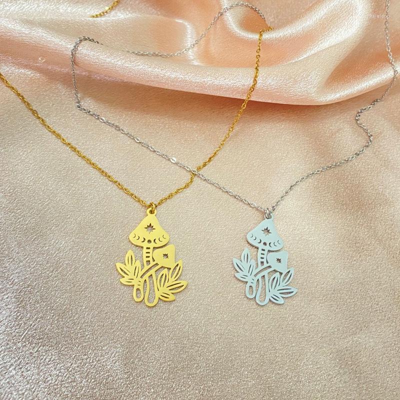 

Pendant Necklaces SanLan 12pcs Stainless Steel Nature Mushroom Necklace