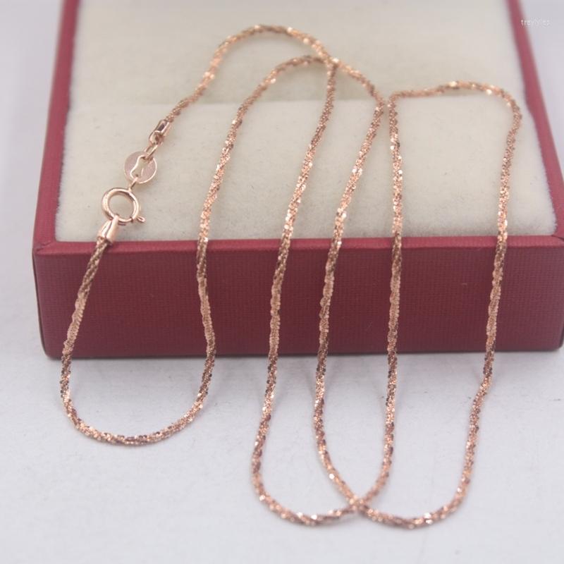 

Chains Pure 18k Rose Gold Chain Luck 1mmW Full Star Link Necklace 17inches 1.7-2g
