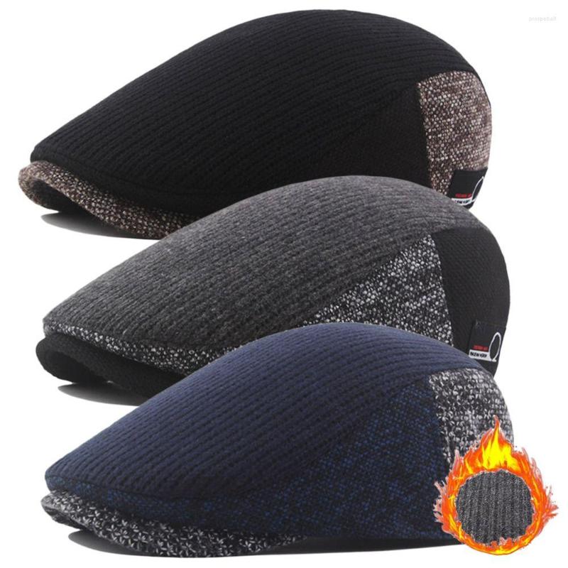 

Berets Autumn Winter Warm Thick Vintage Sboy Hat Octagon Cap Gatsby Flat, Black