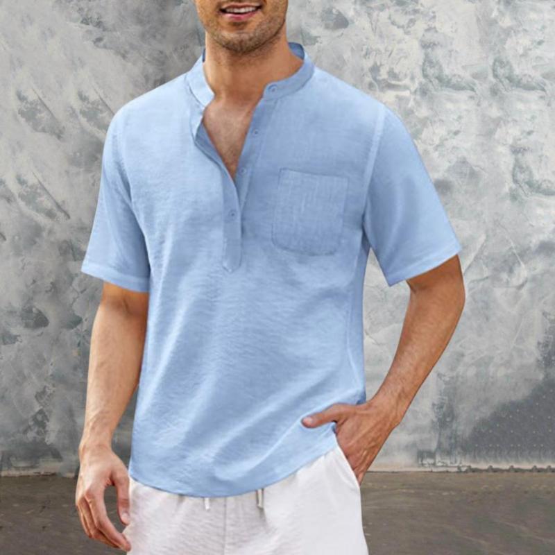 

Men' Casual Shirts Trendy Men T-shirt Breathable Summer Shirt Solid Color Quick Dry Daily Wear, Navy blue