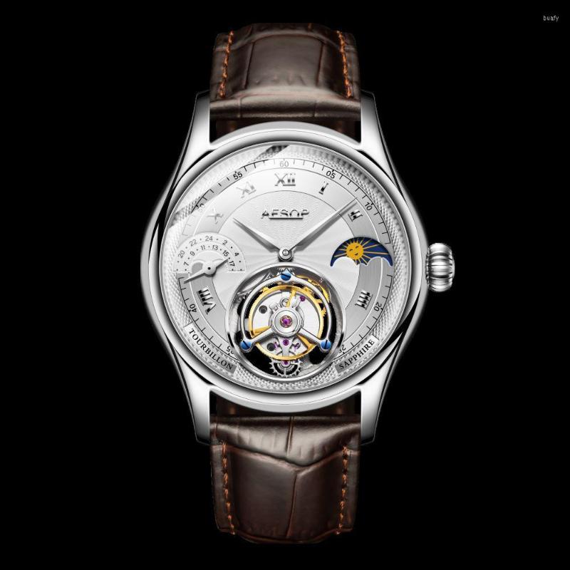 

Wristwatches 7027 Aesop Genuine Watch For Men Multi-Function Tourbillon Moon Phase Brand Mechanical Men's Watches Luxury Sapphire Mirror, Pzrw