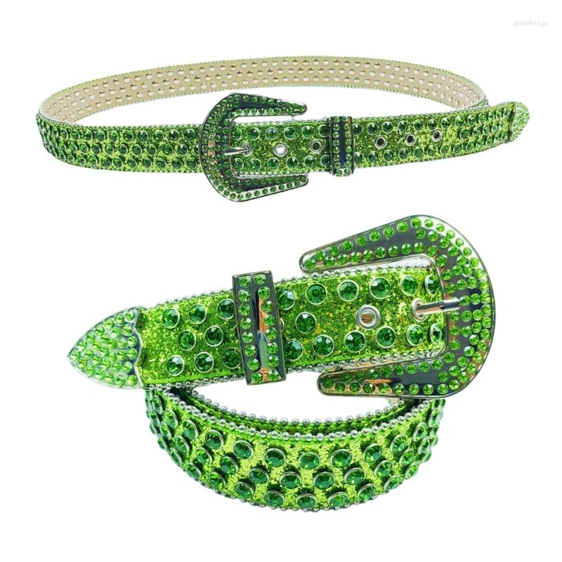 

Belts Glitter Waist For Jeans Adjustable Belt Woman Cowboy Cowgirl Teens Female Skirt Waistband, Green