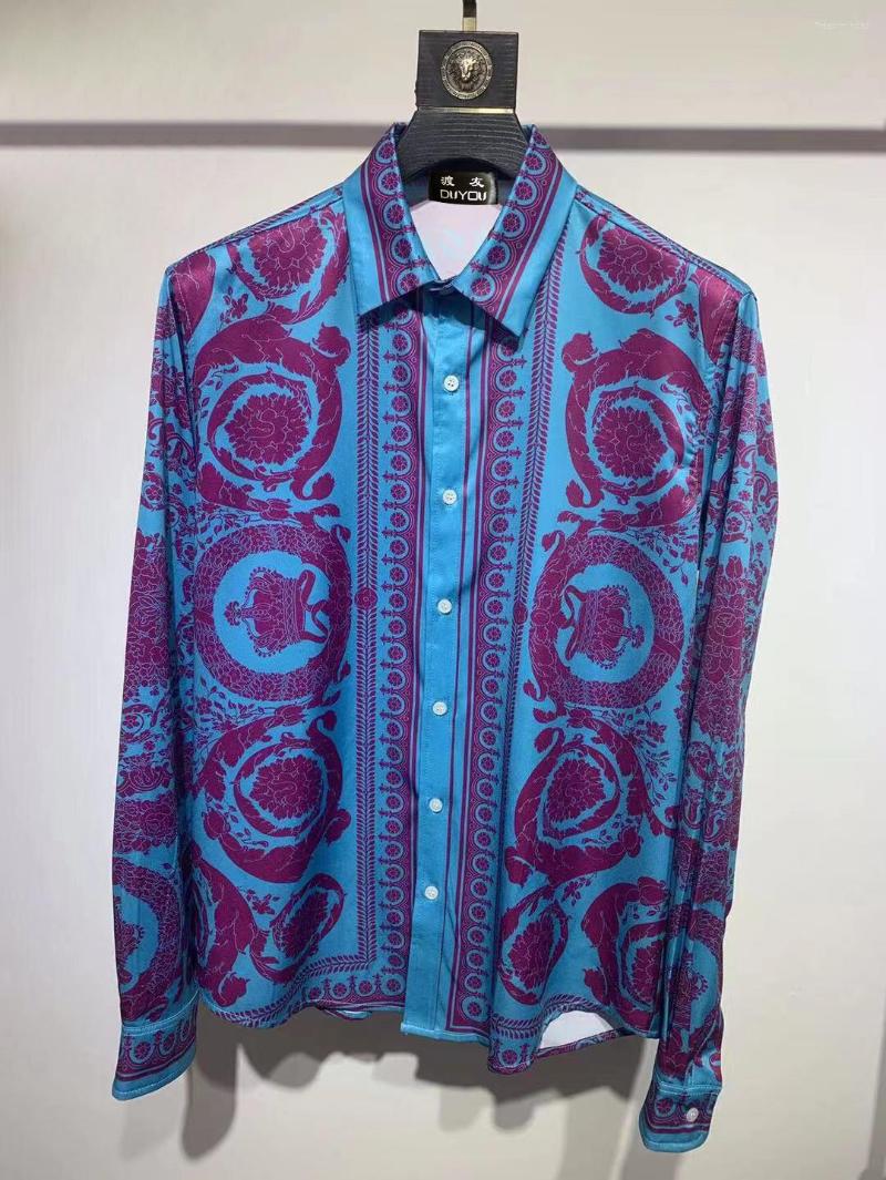 

Men's Casual Shirts Men's Dress Cotton Barocco Print Long Sleeve Camisas Masculina Slim Fit Mens Business Shirt 191648, Picture shown