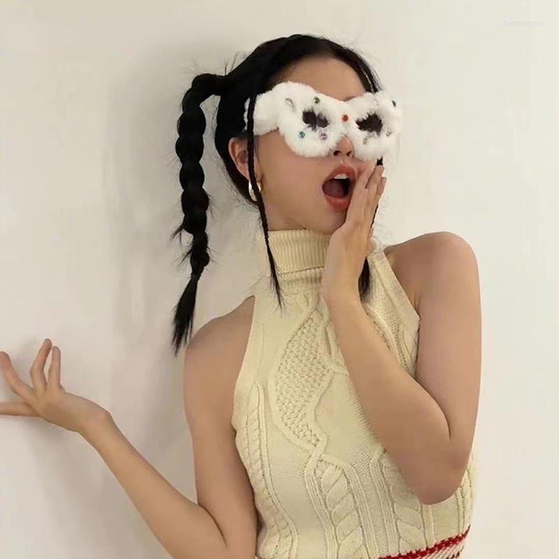 

Sunglasses Fashion Diamonds CatEye Plush Eyeglasses Women Designer Sun Glasses Girls Punk Goggles UV400 Shades