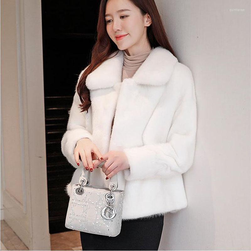 

Women' Fur 2023 Winter Coat Imitation Mink Velvet Short Casual Clothing Thickened Warm Jacket, White