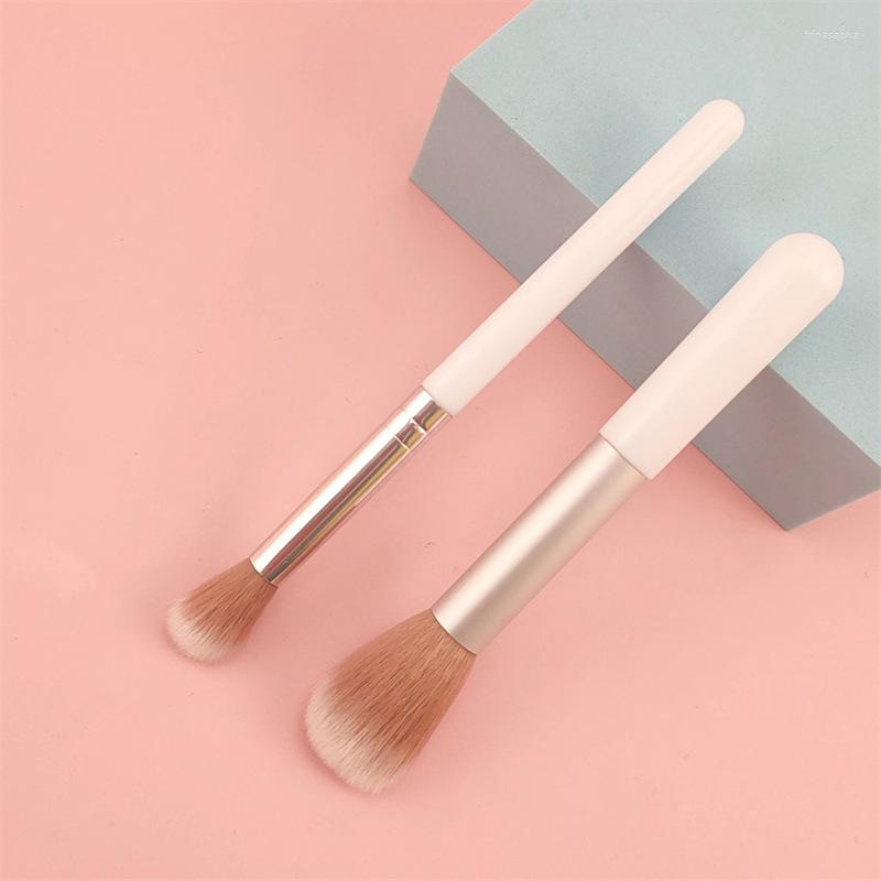 

Makeup Brushes White Pink Powder Blusher Portable Short Soft Fiber Hair Foundation Contour Brush Cosmetic Tool