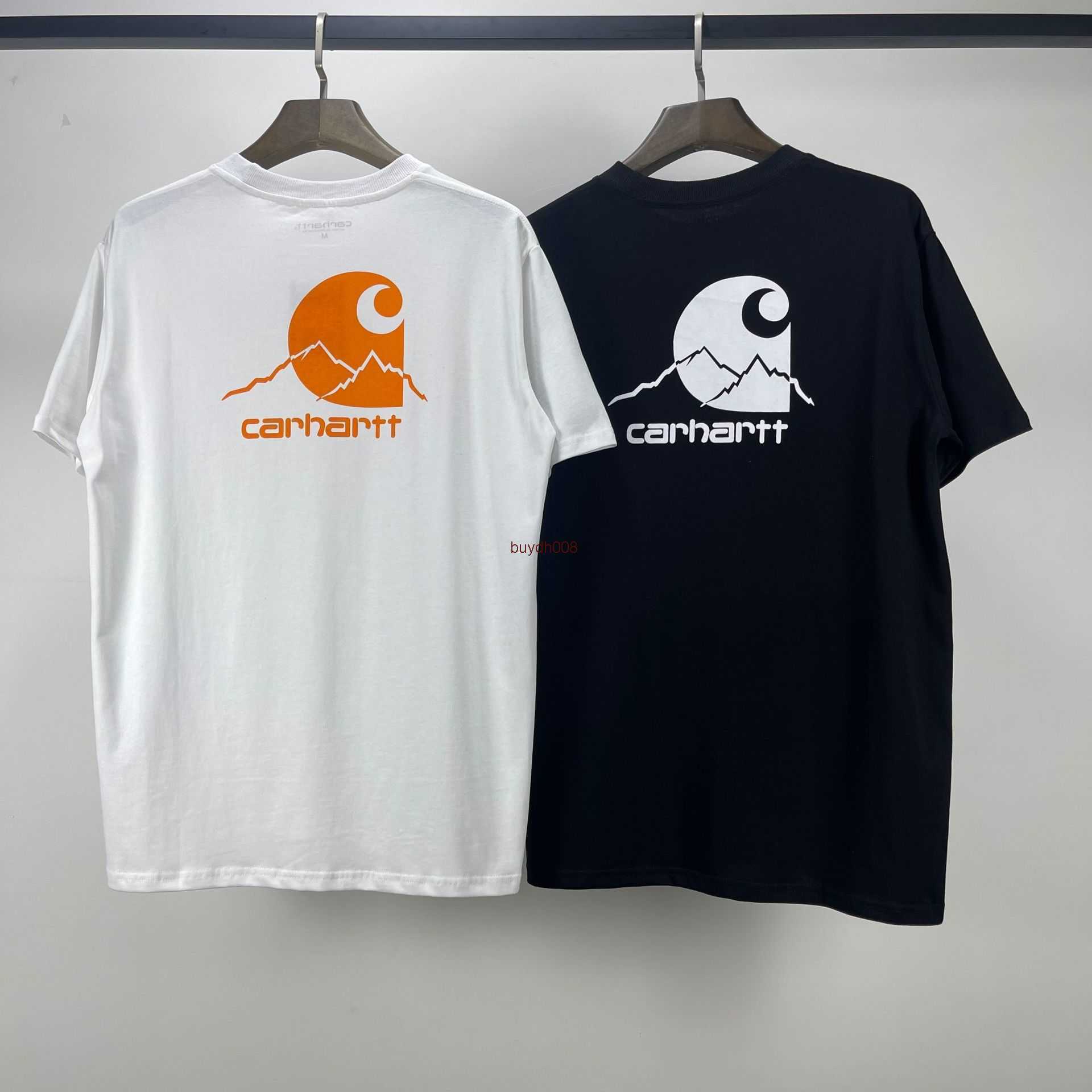 

Sjdq 2023 Men' and Women' Fashion t Shirt High Street Brand Carhart Spring/summer New Mountain Pattern Letter Korean Couple Casual Short Sleeve, White