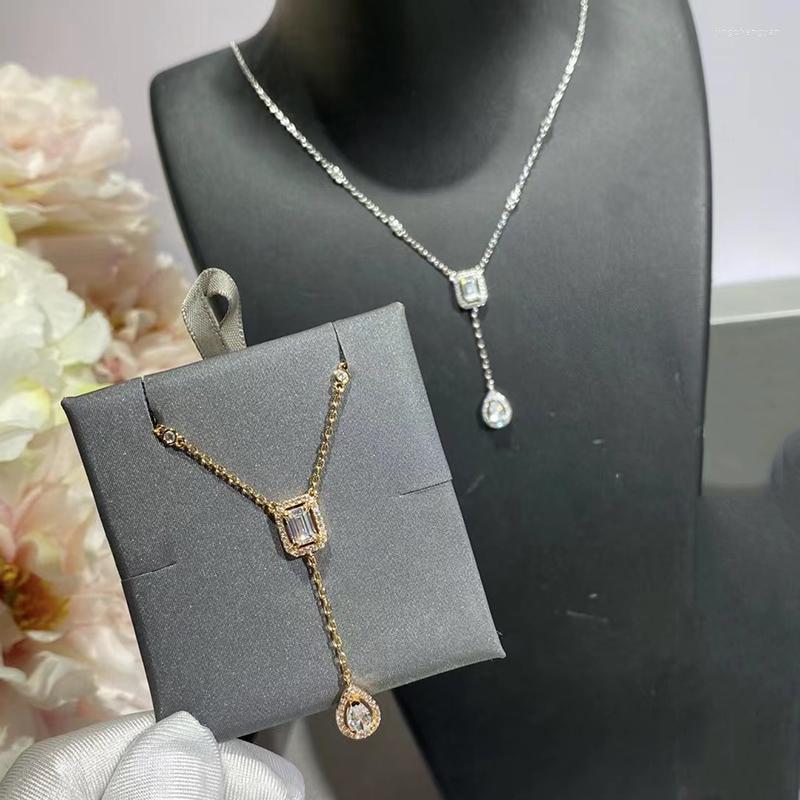 

Pendant Necklaces Noble And Fashionable Water Drop Crystal Sugar Zircon Necklace Original High-quality Exquisite Female Holiday Gift