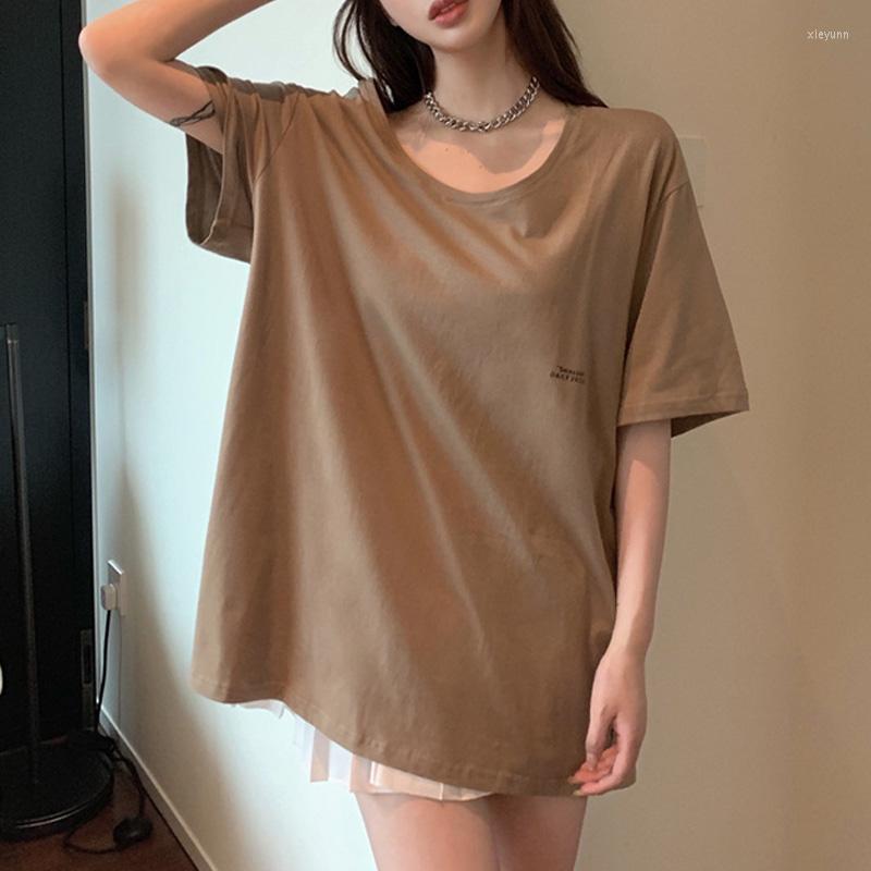 

Women's T Shirts Korean Sexy Cotton Letter Printing Casual Oversized Shirt Summer Short Sleeve Long Large Size T-shirts Women Harajuku Y2k, Xian 639 kaqi