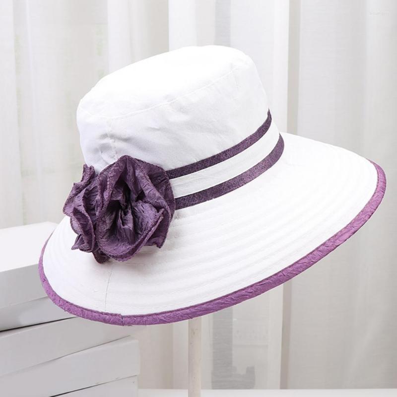 

Wide Brim Hats Sweet Bucket Hat Lightweight Beach Round Dome Outdoor Travel Sunscreen Sun Anti-UV, Light purple