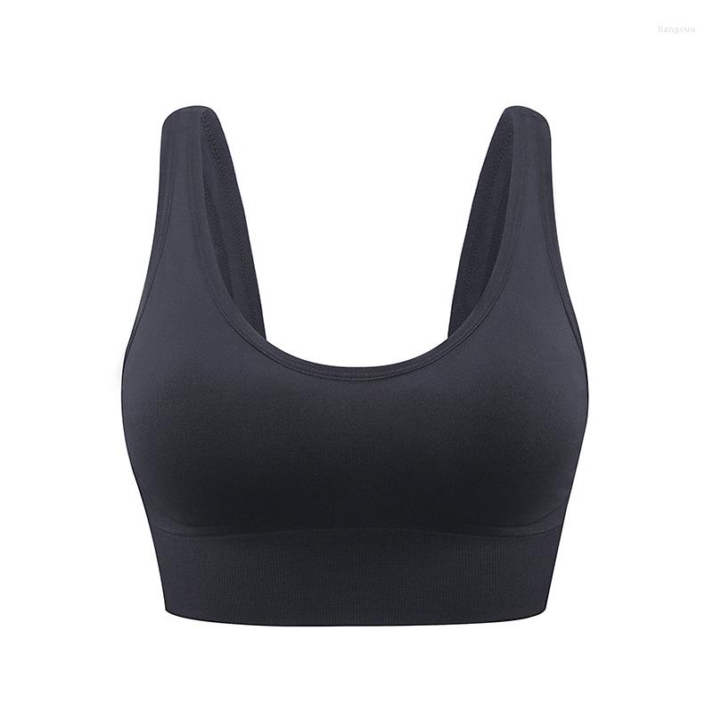 

Bras Wireless Sports Bra Back Gather Shockproof Running Underwear Women's Double-Layer Built-in Cotton Cushion Breathable Wicking, Black