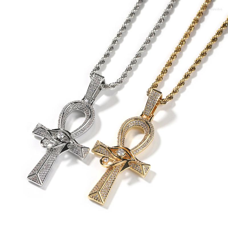 

Pendant Necklaces Horus Eye Cross Necklace Micro Paved Zirconia With Cuban Chain Jewelry Accessory Wedding Party Gift