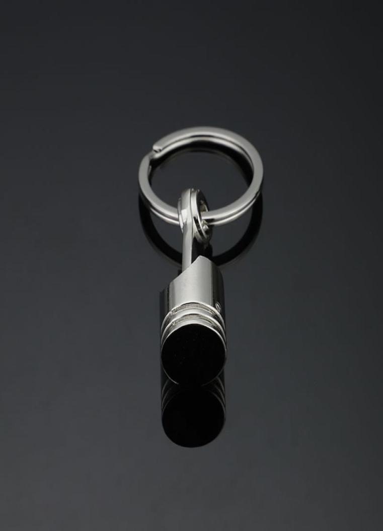 

whole Promotional gifts Silver Metal Piston Car Keychain Keyfob Engine Fob Key Chain Ring keys rings de3761903593