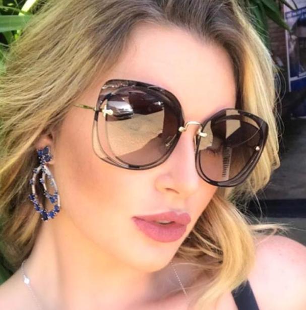 

Luxury Rimless Sunglasses Women Original Brand Designer Oversized Square Clear Sun Glasses See Through Shades Pierced Eyewear2943595