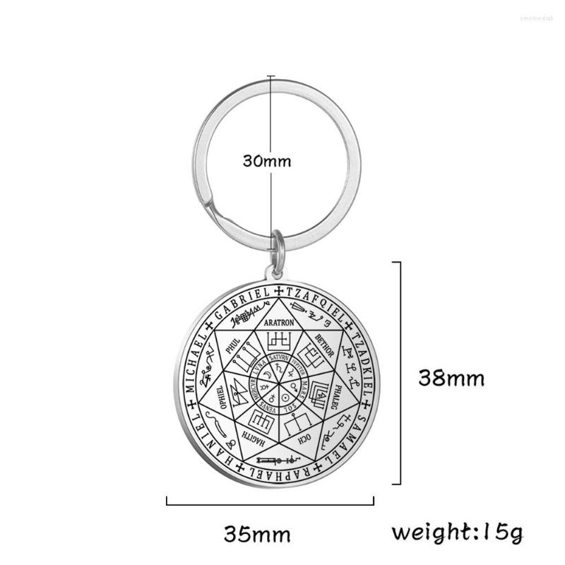 

Keychains Vintage Stainless Steel The Seal Of Seven Archangels Pendant Keychain Kabbalah Protection Amulet