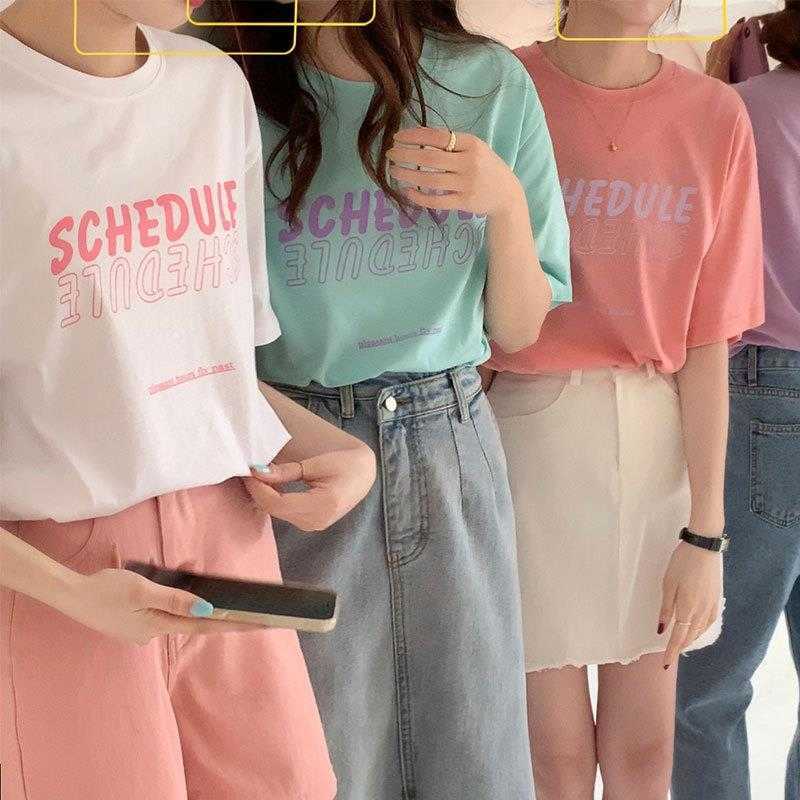 

Korean Style Ins T Shirt Letter Print Short Sleeve Spring Summer Girlfriends, Color6