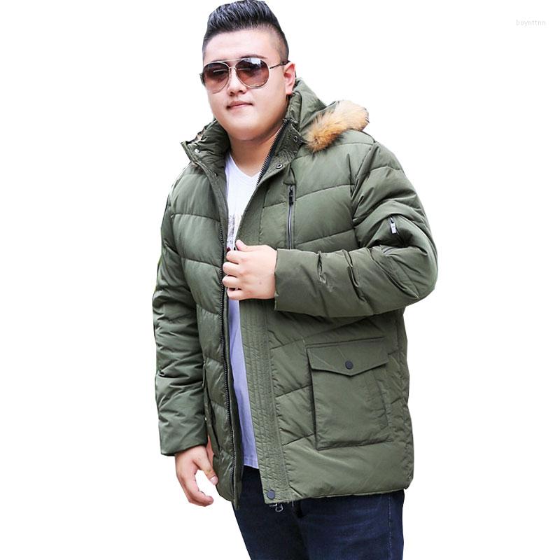 

Men's Down Winter High Quality Warm Jacket Detachable Cap Stand Collar Coat Fashion Casual Super Large Size, Black