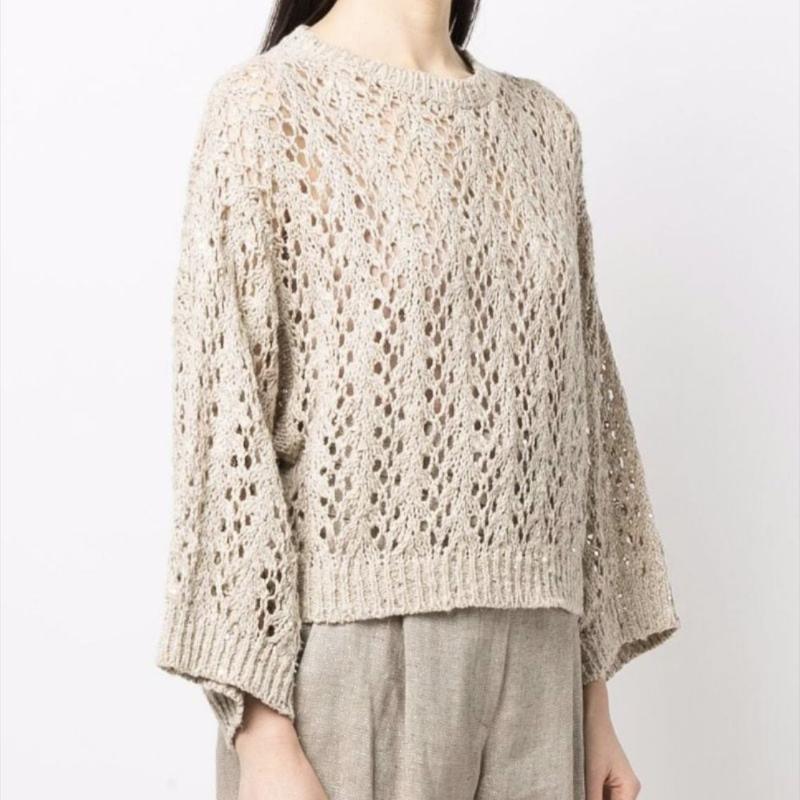 

Women' Sweaters Hollow Out Women Sequin Decoration Sweater Loose Simple Jumper Long Sleeve Female Knit Pullover TopsWomen, Knitwear