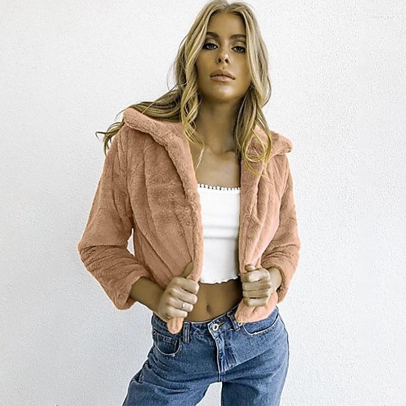 

Women's Fur Autumn Winter Faux Coat For Women Long Sleeve Short Outwear Elegant Soft Zipper Jacket Overcoat, Blue