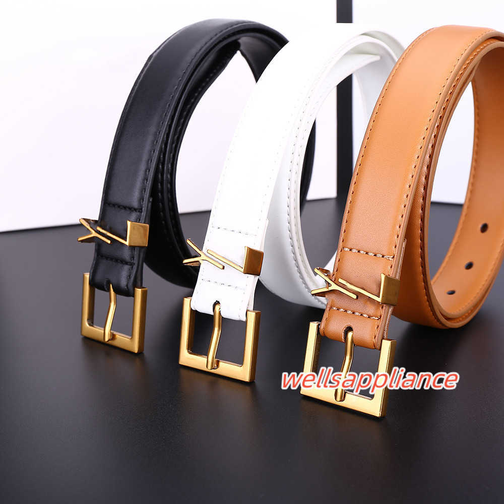 

Belts for Women Genuine Leather Fashion Men Designer YSL Belt S Buckle Womens Waistband, Red