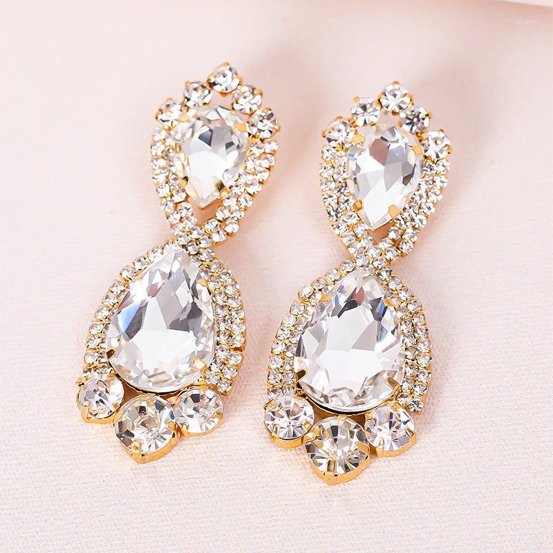 

Dangle Earrings Fashion Trend Colorful Crystal Glass Drop For Women Statement Clear Deep Rose Pendant Wedding Earring Jewelry