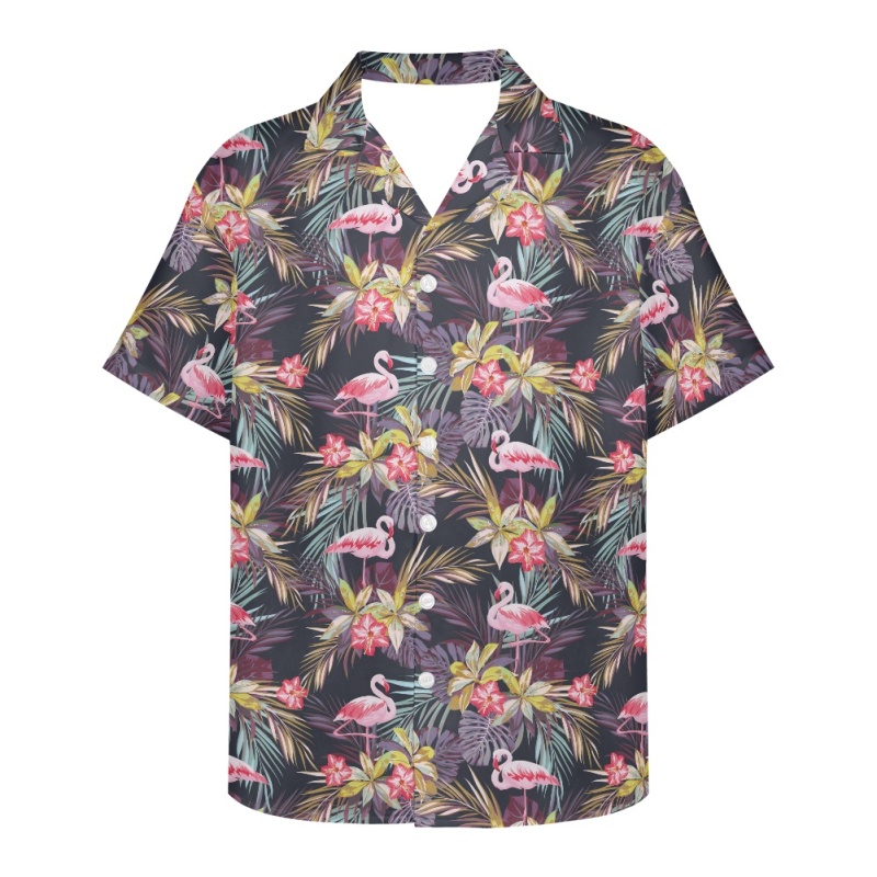 

Hawaiian Flamingo Aloha Shirt: Casual Men's Button Down for Bowling & Summer, Customize