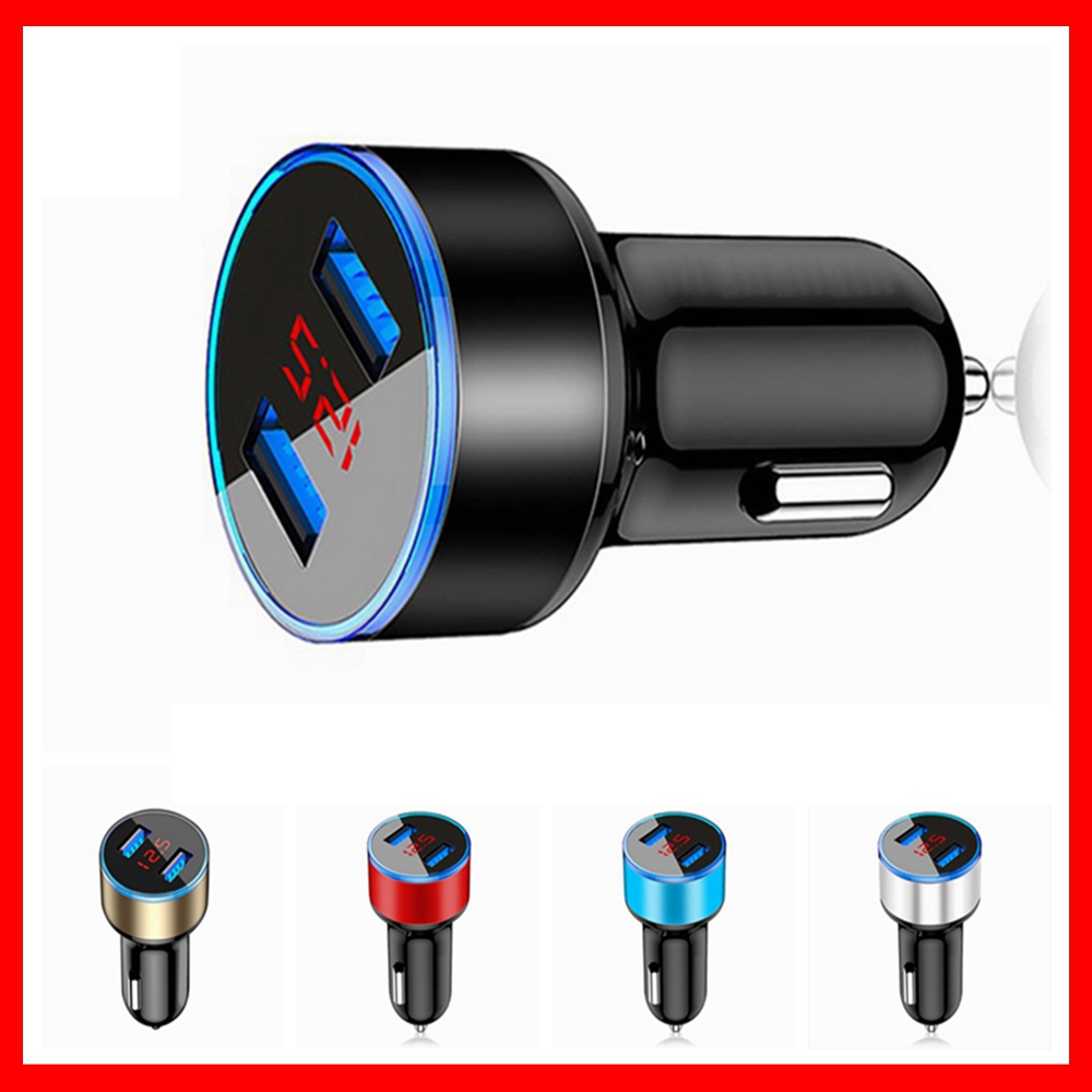 

4.8A 5V Car Chargers 2 Ports Fast Charging For Samsung Huawei iphone 11 8 Plus Universal Aluminum Dual USB Car-charger Adapter Car-Charges Car-Charger Charging Quick, Same as the photo