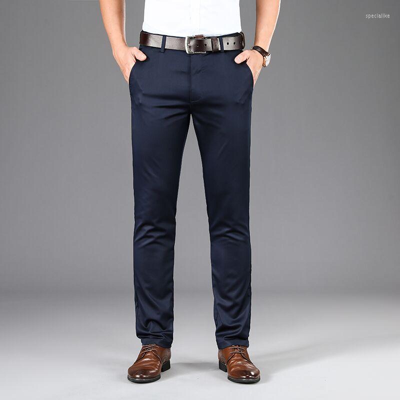 

Men's Pants High Quality Luxury Straight Business Suit Men Bamboo Fiber Designer Spring Summer Elegant Casual Long Formal Trouser Male, Gray