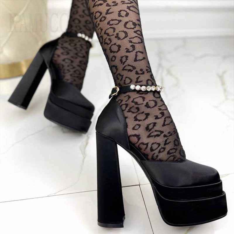 

Dress Shoes Sexy Women Pumps Retro Mary Janes Chunky Heels Sandals Party Platform Dress Party Wedding Basic Shoes Woman Boots Club Big Size 230413, Bk green