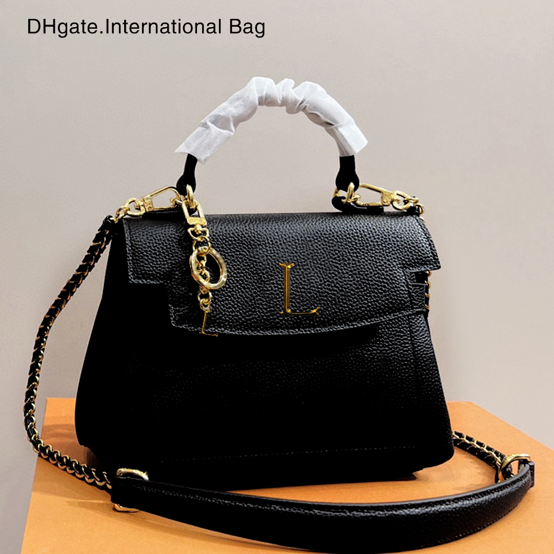 

Premium Boutique Handbag Exquisite Shoulder Crossbody Bag Gold Buckle and L Padlock Flip Made from Grain Cowhide Luxury bag Commuting bag Designer bag (M21088), Deep brown