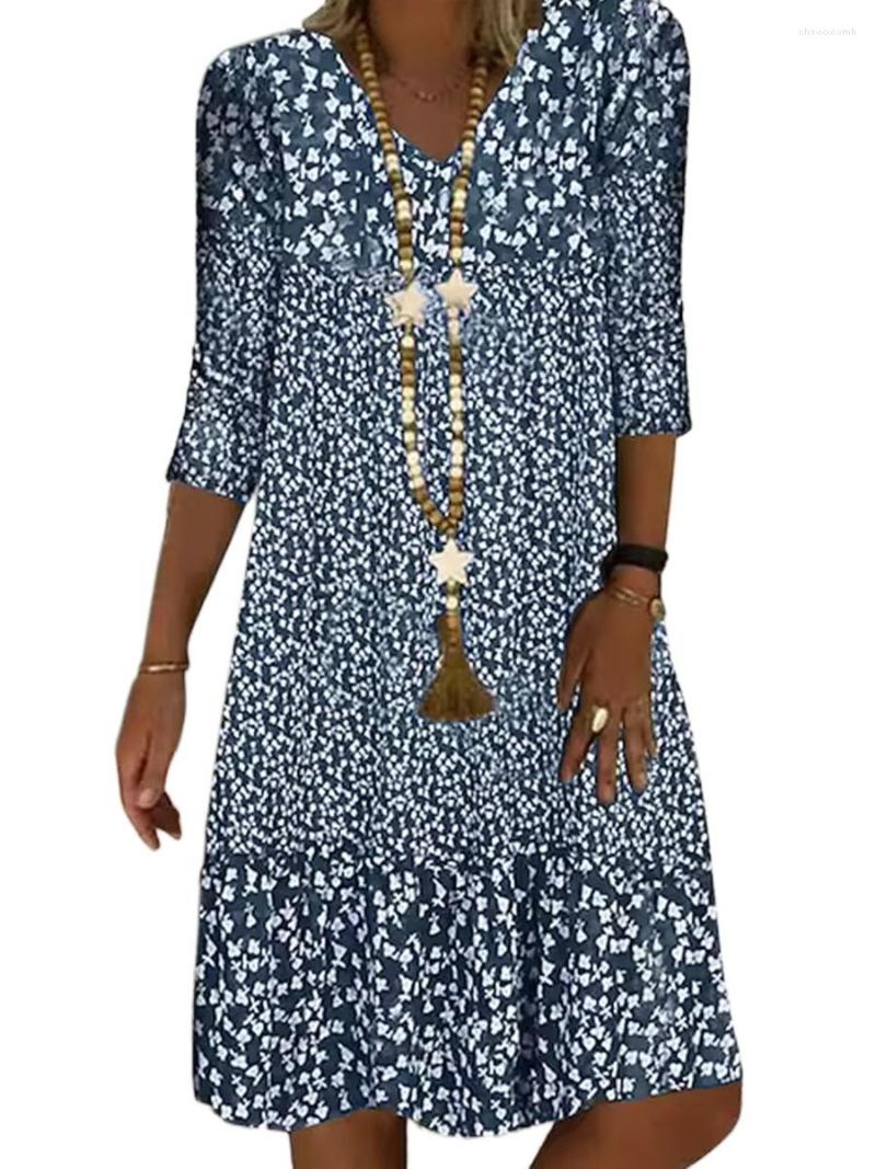 

Casual Dresses Beach Women' Midi Dress Women 2023 Summer Print V Neck Loose Streetwear Clothing, Brown