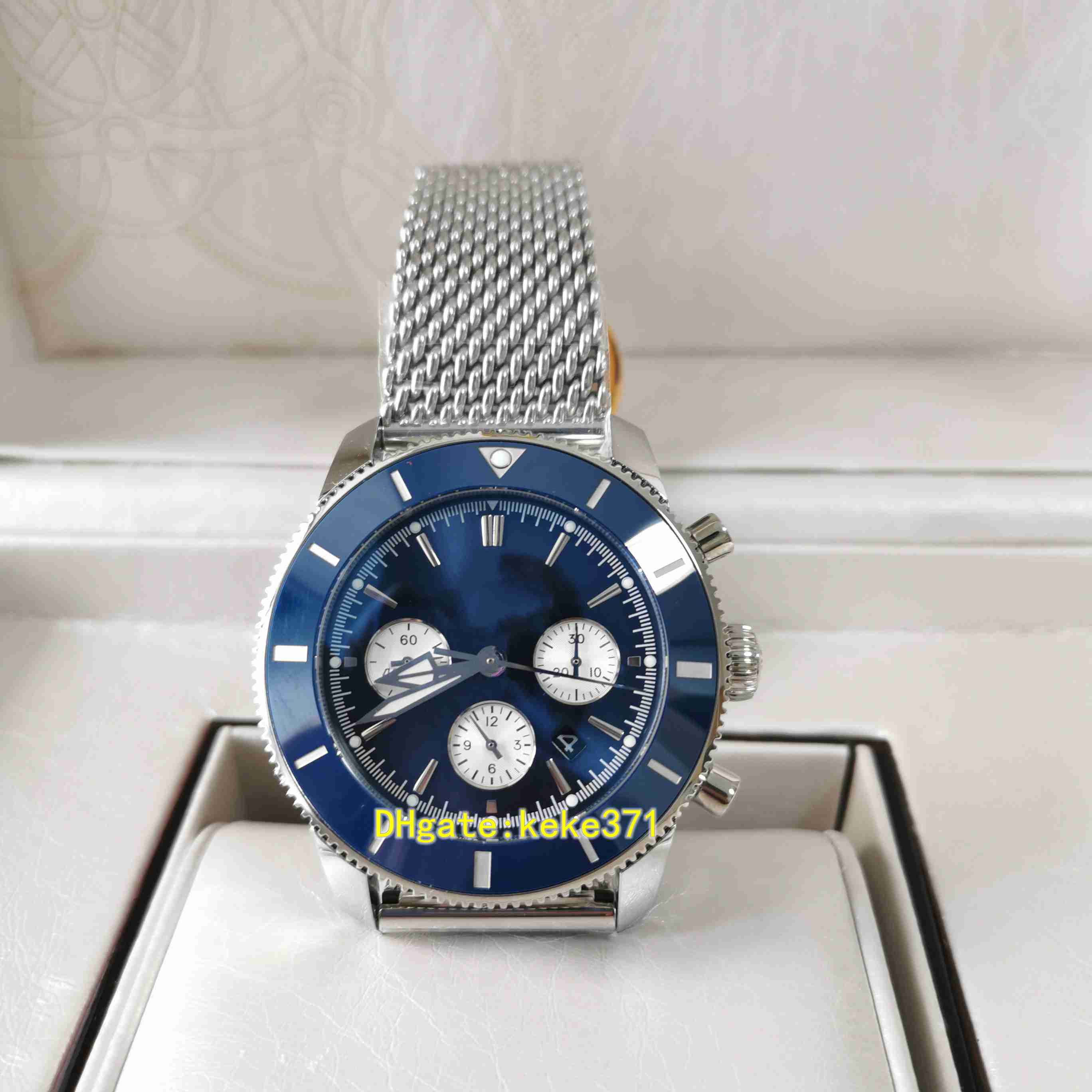 

BLS V2 men watches AB0162121C1A1 44mm blue Stainless Ceramic Bezel Chronograph Back transparent 7750 Movement Automatic mechanical mens watch wristwatches, Box