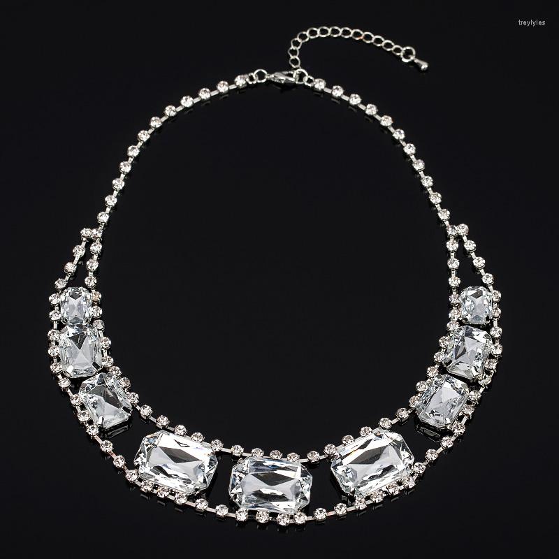 

Chains YFJEWE Cuicanduomu Princess Square Drill Galaxy Elegant Nobility Luxurious Gem Rhinestone Dinner Party Necklace Wedding #N046