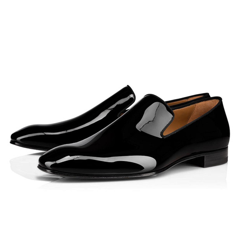 

2023 designer mens shoes Red Bottoms loafers black red spike Patent Leather Slip On Dress Wedding flats bottoms Shoe for Business Party