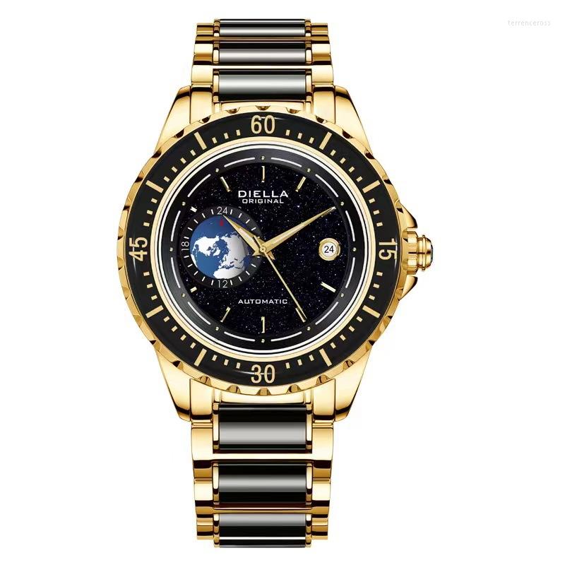 

Wristwatches Luxury Jade Men Watch Automatic Mechanical Sapphire Mirror High-end Retro Wristwatch Male Personality Business Man Clock, Jade watch