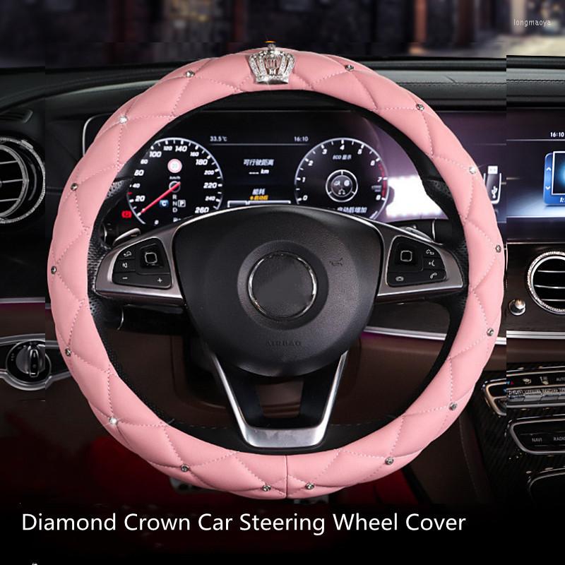 

Steering Wheel Covers 2023 Arrival Diamond Crown Bubble Leather Car Cover Fashion Interior Accessories