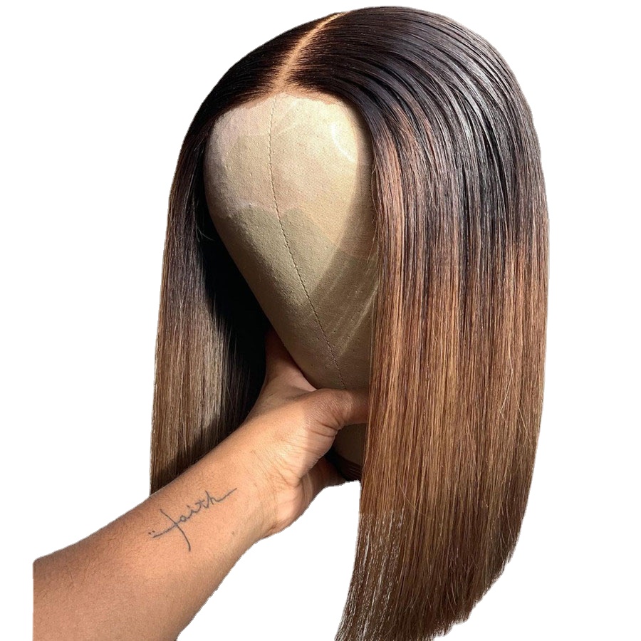 

Lace Front Wig Soft Bob 20 Inches Long Ombre Honey Blonde Brown 180Density Straight for Black Women BabyHair Glueless Preplucked Daily, Ombre color
