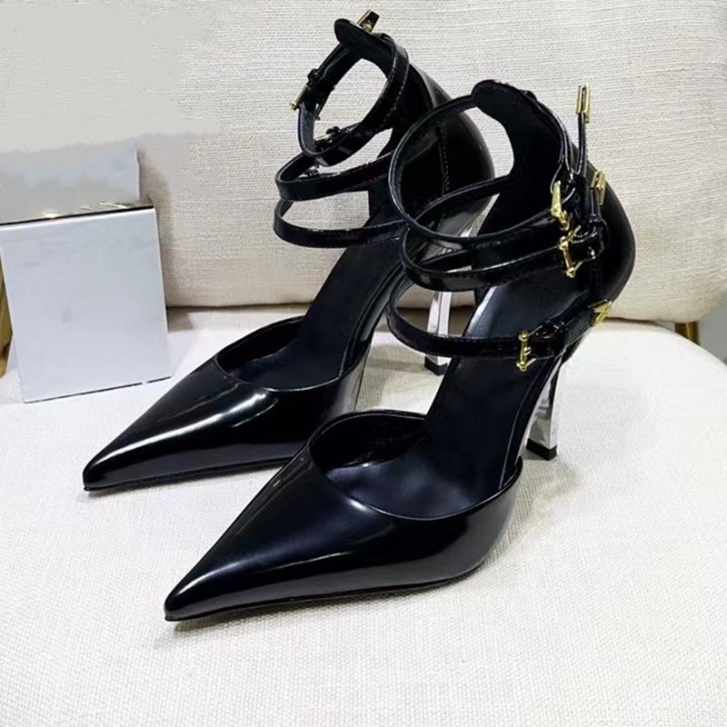 

Fashion shoes and accessories back empty Sandals leather non-slip bottom pointed nails designer dancing work wedding women's cool breathable heel height 10cm 35-41, Brown