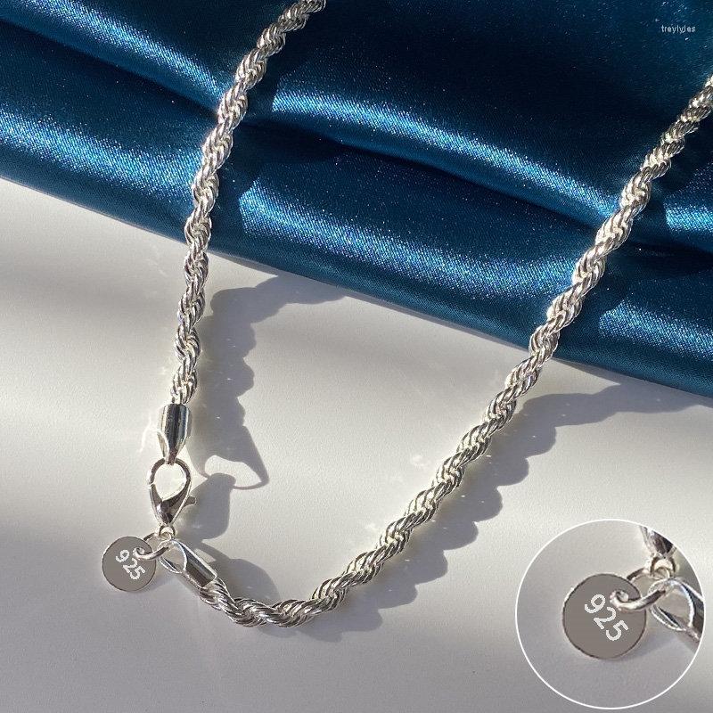 

Chains S925 Sterling Silver 4MM 16-24 Inches Rope Chain Hip Hop Necklace For Women Men Fashion Wedding Party Gift Jewelry