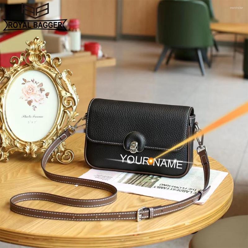 

Evening Bags Royal Bagger Women's Cowhide Shoulder Bag Genuine Cow Leather Daily Casual Diagonal Fashion High-end Female 1289, Black